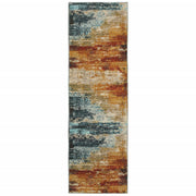 2’x8’ Blue and Red Distressed Runner Rug