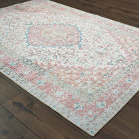 8’x10’ Ivory and Pink Oriental Area Rug