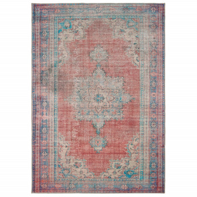 5’x8’ Red and Blue Oriental Area Rug