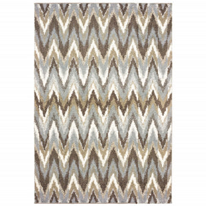 4’x6’ Gray and Taupe Ikat Pattern Area Rug