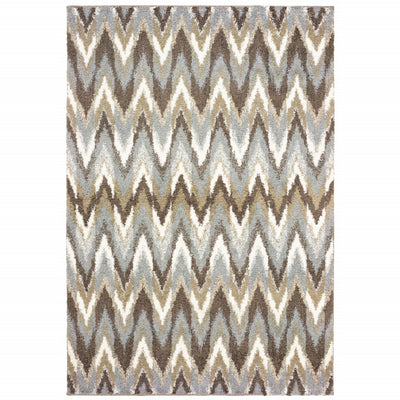 10’x13’ Gray and Taupe Ikat Pattern Area Rug