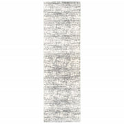 2’x8’ Ivory and Gray Abstract Strokes Runner Rug