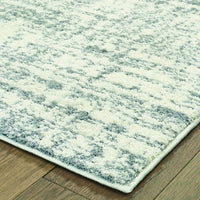 8’x11’ Ivory and Gray Abstract Strokes Area Rug