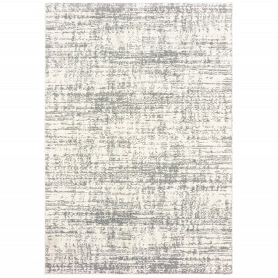 8’x11’ Ivory and Gray Abstract Strokes Area Rug