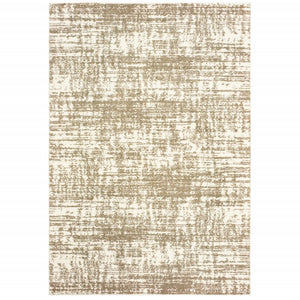 7’x10’ Ivory and Gray Abstract Strokes Area Rug