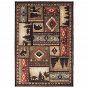 5’x7’ Black and Brown Nature Lodge Area Rug