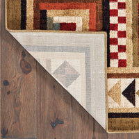 8’x10’ Brown and Red Ikat Patchwork Area Rug