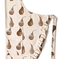 Set of Light Brown Pear Patterned Apron with Oven Gloves