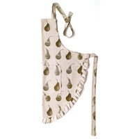 Set of Olive Green Pear Patterned Apron with Oven Gloves