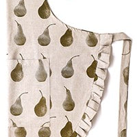 Set of Dark Green Pear Patterned Apron with Matching Tea Towels