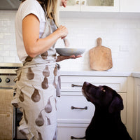 Set of Light Brown Pear Patterned Apron with Matching Tea Towels