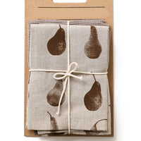 Set of Light Brown Pear Patterned Apron with Matching Tea Towels