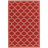 2’x3’ Red and Ivory Trellis Indoor Outdoor Scatter Rug