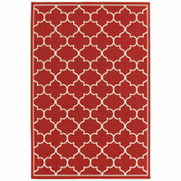 2’x3’ Red and Ivory Trellis Indoor Outdoor Scatter Rug