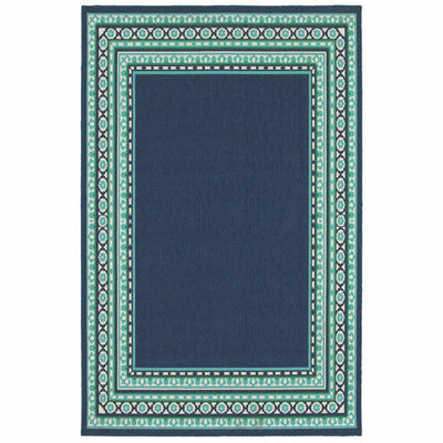 2’x3’ Navy and Green Geometric Indoor Outdoor Scatter Rug