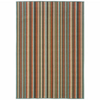 2’x4’ Green and Brown Striped Indoor Outdoor Scatter Rug