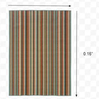 2’x4’ Green and Brown Striped Indoor Outdoor Scatter Rug