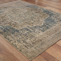 2’x3’ Blue and Ivory Medallion Scatter Rug