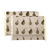 Set of Eight Olive Green Pear Pattern Placemats
