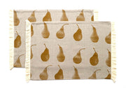 Set of Eight Pale Yellow Pear Pattern Placemats