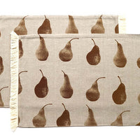 Set of Eight Light Brown Pear Pattern Placemats