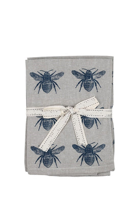 Set of Eight Navy Blue Bumble Bee Napkins