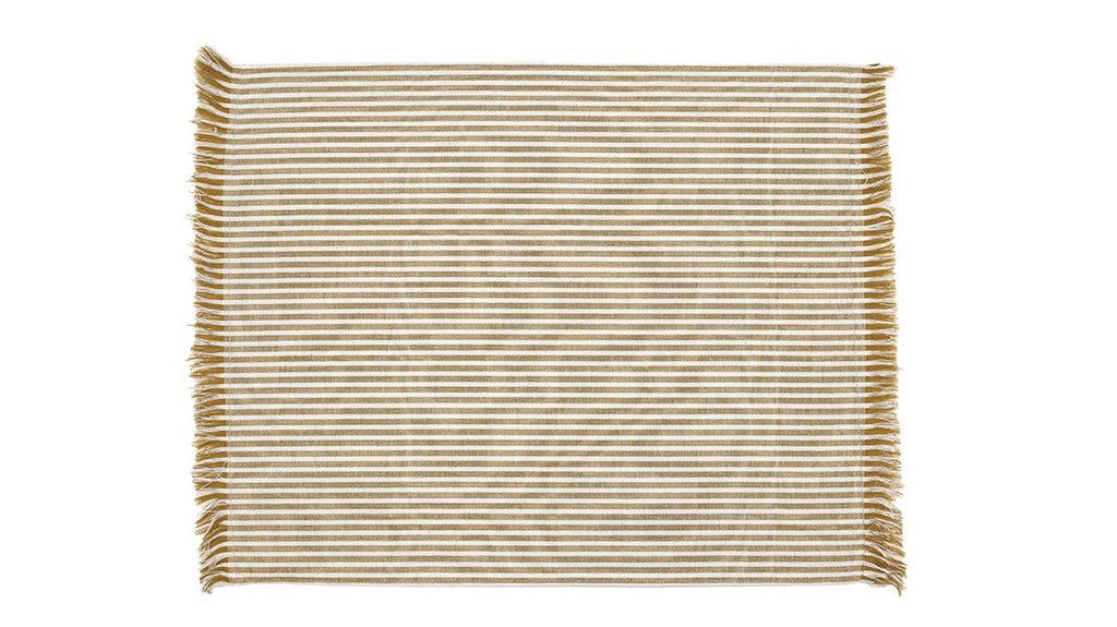 Set of Eight Yellow Ochre Striped Placemats