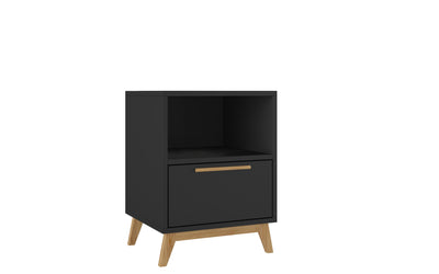 Night Stand with Straight Lines Black