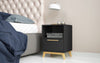 Night Stand with Straight Lines Black