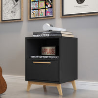 Night Stand with Straight Lines Black
