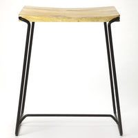 Sleek Wood and Black Metal Counter Stool