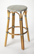 Classic Black and White Rattan Bar Stool