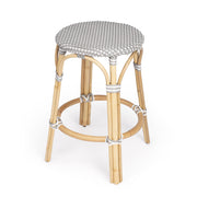 Grey and White Rattan Counter Stool