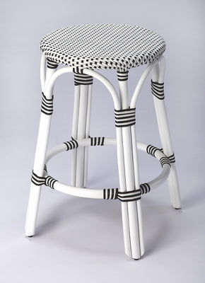 Classic White and Black Rattan Counter Stool