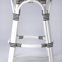 Classic White and Black Rattan Counter Stool