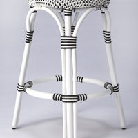 Classic White and Black Rattan Counter Stool