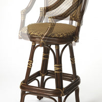 Dark Brown Rattan Bar Stool