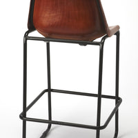 Brown Leather and Iron Bar Stool