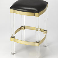 Acrylic and Black Leather Counter Stool