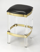 Acrylic and Black Leather Counter Stool