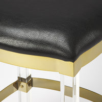 Acrylic and Black Leather Counter Stool
