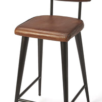 Dark Brown Leather Bar Stool