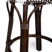 Dark Brown and White Rattan Counter Stool