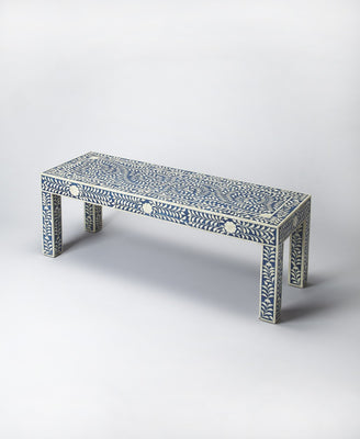 Blue and Ivory Bone Inlay Bench