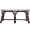 Dark Brown and White Rattan Bench