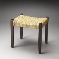 Solid Wood and Woven Jute Stool