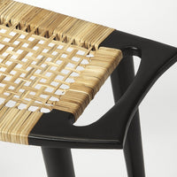 Black and Natural Cane Woven Stool