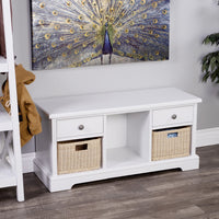 Modern Farm White Bench with Storage