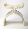 Far Out Ivory and Chrome Faux Fur Stool