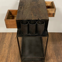 Rolling Rustic Black and Natural Bar Cart